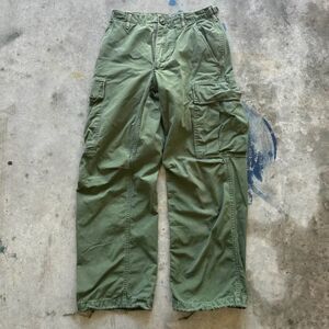 Vintage 70s Rip Stop Poplin OG-107 Military Cargo Pants Size 27X27
